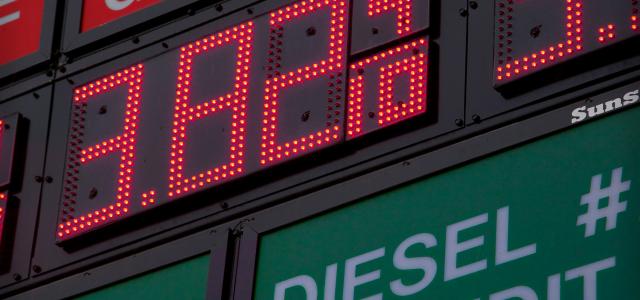 a gas station sign showing diesel and cash by Jack Prichett courtesy of Unsplash.